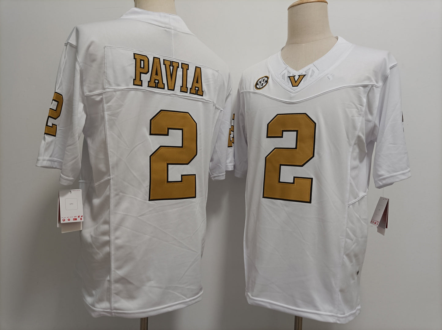 V.Commodores #2 Diego Pavia Player White Gold Football Jersey Stitched American College Jerseys