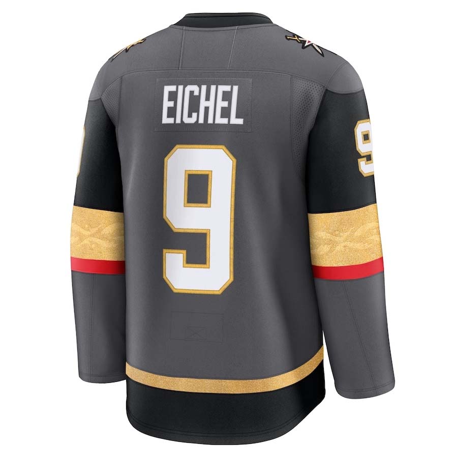 V.Golden Knights #9 Jack Eichel Fanatics Player Jersey - Gray Stitched American Hockey Jerseys