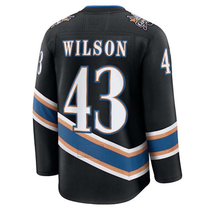 W.Capitals #43 Tom Wilson Player Fanatics Alternate 50th Anniversary Premium Jersey - Black Stitched American Hockey Jerseys