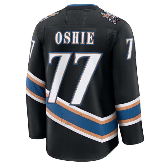 W.Capitals #77 TJ Oshie Fanatics Player Alternate 50th Anniversary Premium Jersey - Black Stitched American Hockey Jerseys