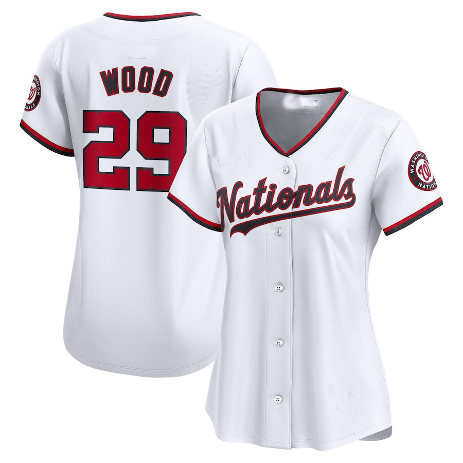 W.Nationals #29 James Wood Home Limited Player Jersey - White Baseball Jerseys