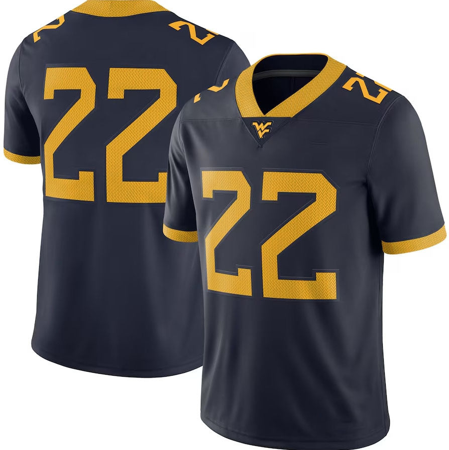 W.Virginia Mountaineers #22 Player Game Jersey - Navy American College Jerseys