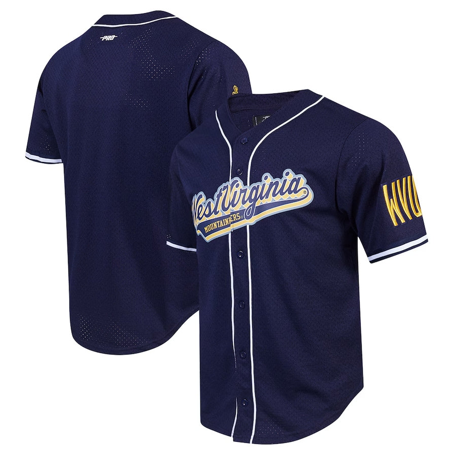 W.Virginia Mountaineers Blank Player Replica Baseball Jersey - Navy American College Jerseys