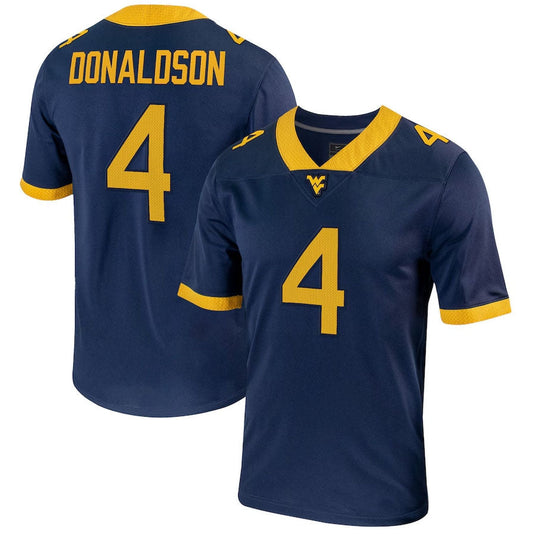 W.Virginia Mountaineers #4 CJ Donaldson NIL Player Game Football Jersey – Navy American College Jerseys