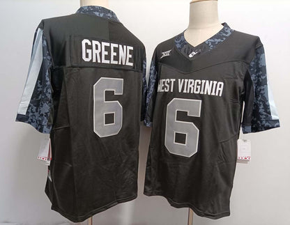 W.Virginia Mountaineers #6 Garrett Greene Player Jersey Black FUSE Stitched American College Jerseys