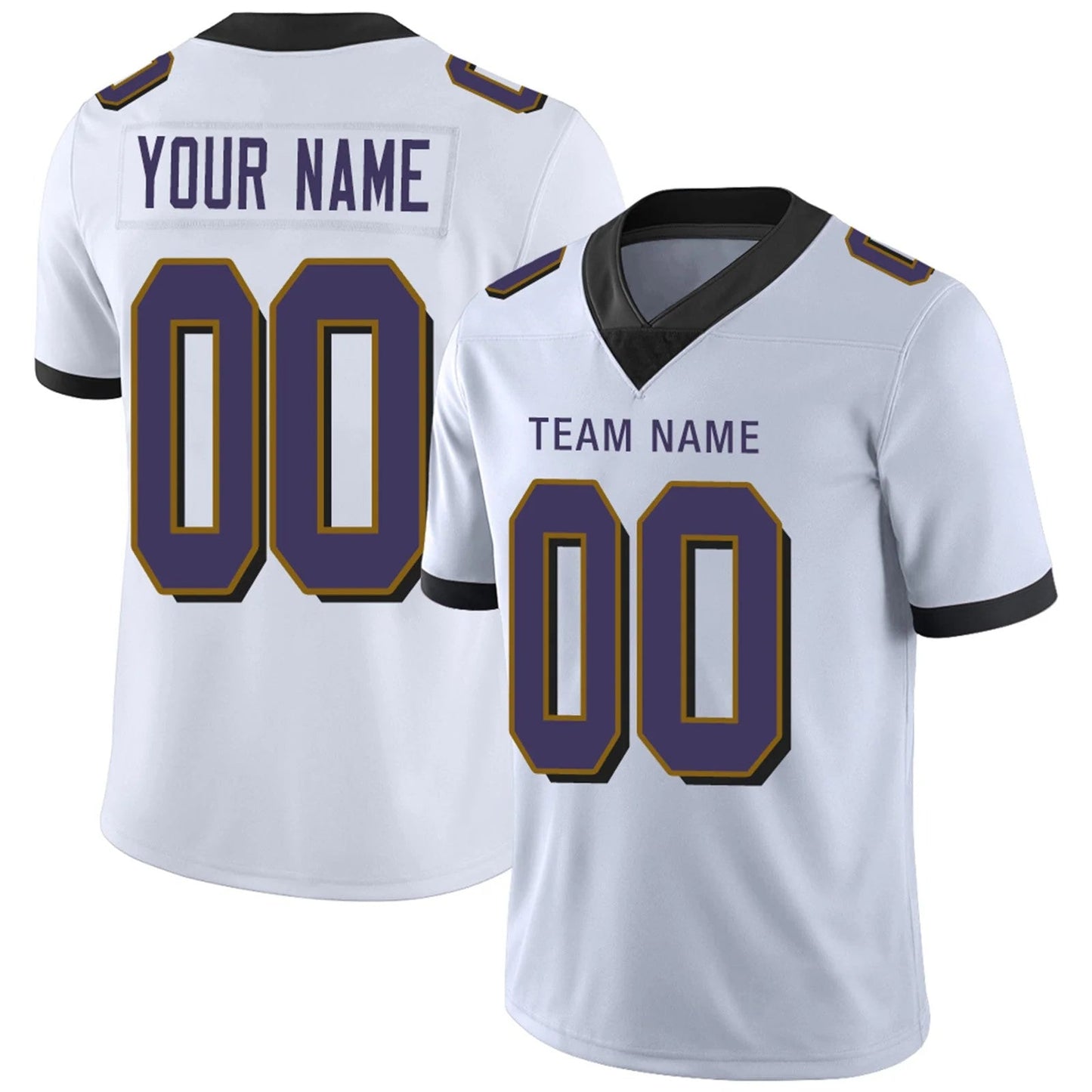 Custom B.Ravens White Personalized Design Game Football Jerseys