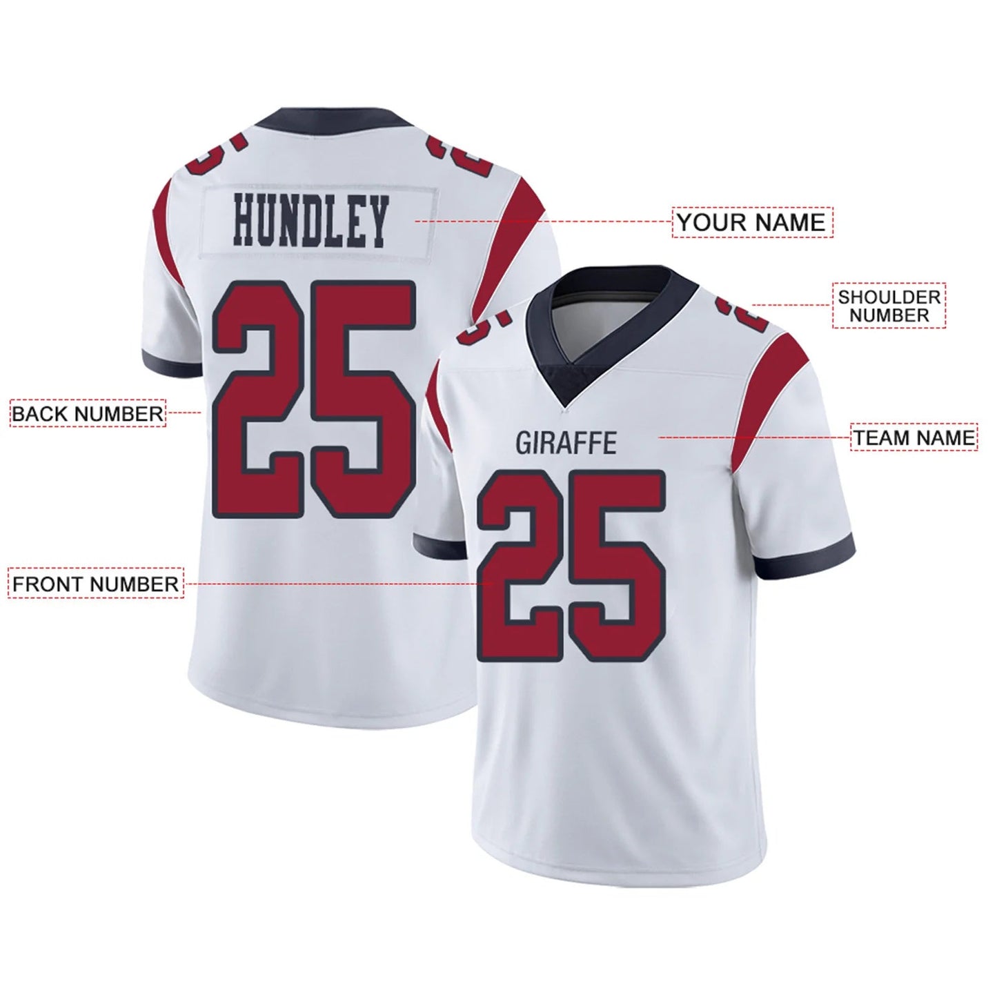 Custom H.Texans White Personalized Design Your Own Name and Number for Men Women Youth Jerseys