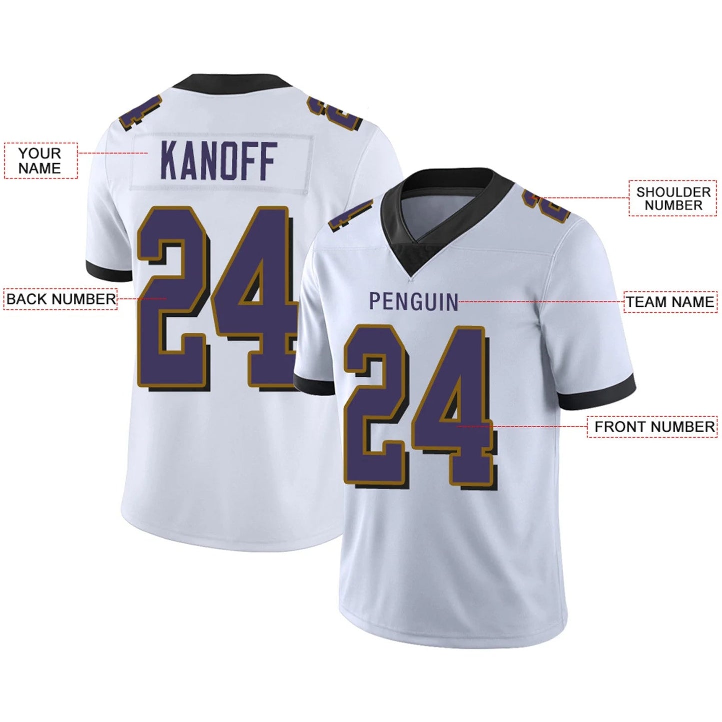 Custom B.Ravens White Personalized Design Game Football Jerseys