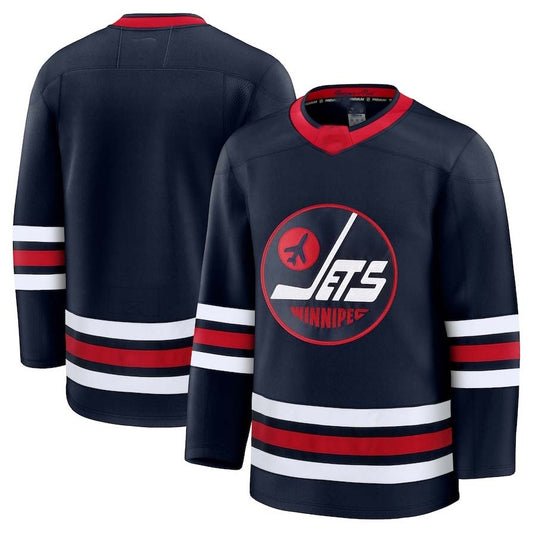 W.Jets Fanatics Blank Player Game Premium Jersey - Navy Stitched American Hockey Jerseys