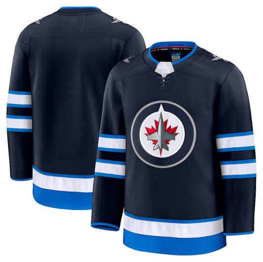 W.Jets Blank Player Game Jersey- Navy Stitched American Hockey Jerseys