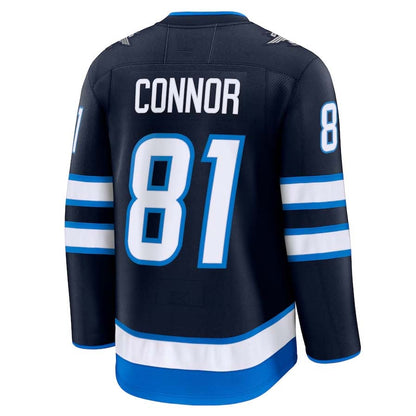 W.Jets #81 Kyle Connor Fanatics Player Premium Game Jersey - Navy Stitched American Hockey Jerseys