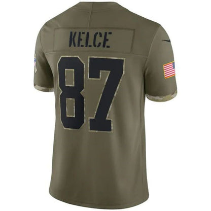 KC.Chiefs #87 Travis Kelce Player Olive Salute To Service Limited Football Jerseys